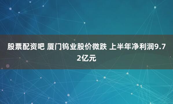 股票配资吧 厦门钨业股价微跌 上半年净利润9.72亿元